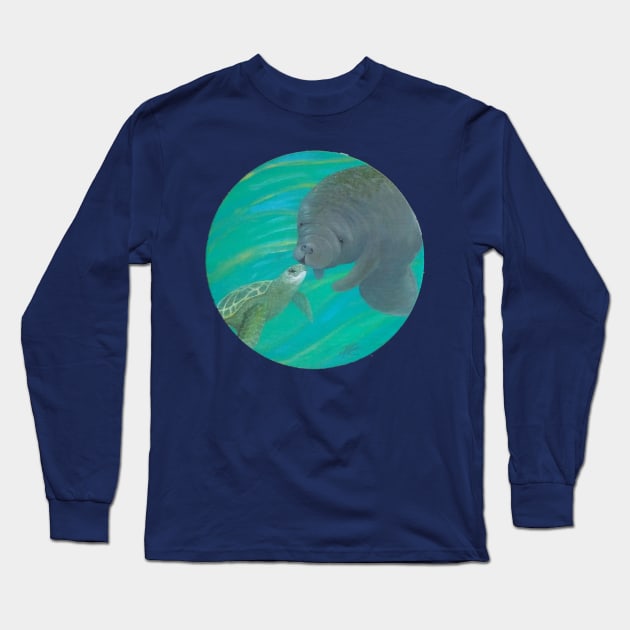 Ocean Friends Manatee and Sea Turtle Long Sleeve T-Shirt by Cottin Pickin Creations